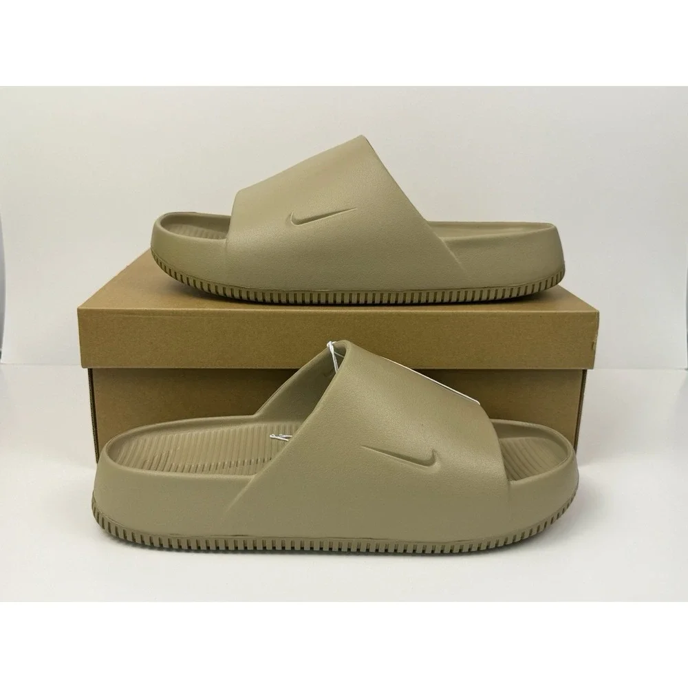 Nike Calm Slide Mens 13 Khaki Tan Slip On Sandals FD4116-201‎
